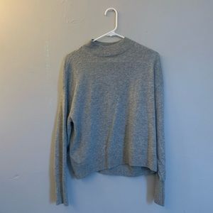 everlane’s cashmere crop mock neck, heather grey